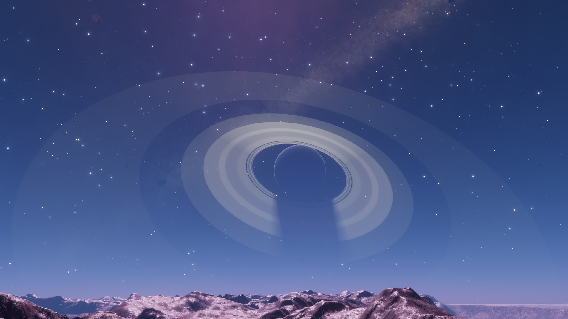 Body 2 and its rings fill the sky